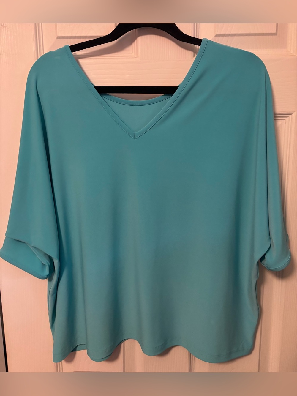 Sympli Relaxed V-Neck Tunic in Aqua - Size S